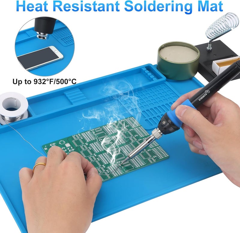 STREBITO Soldering Mat Electronics Repair Mat, Silicone Work Mat Heat Resistant 932°F, Magnetic Mat for Screws and Tools, Solder Mat Silicone Pad for Watch, Phone, Eyeglass, Knife, Size 13.8 "x 9.9" - Image 3